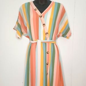 Lily Black Striped Button Dress